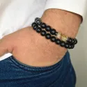 Zestaw Bransoletka męska bogactwo ochrona równowaga cytryn hematyt agat 8mm